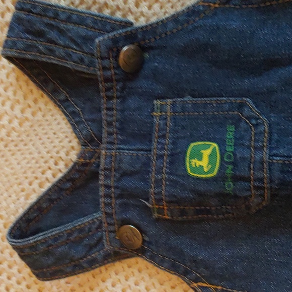 John Deere size 3/6 months jeans denim overalls shorts - Picture 2 of 5